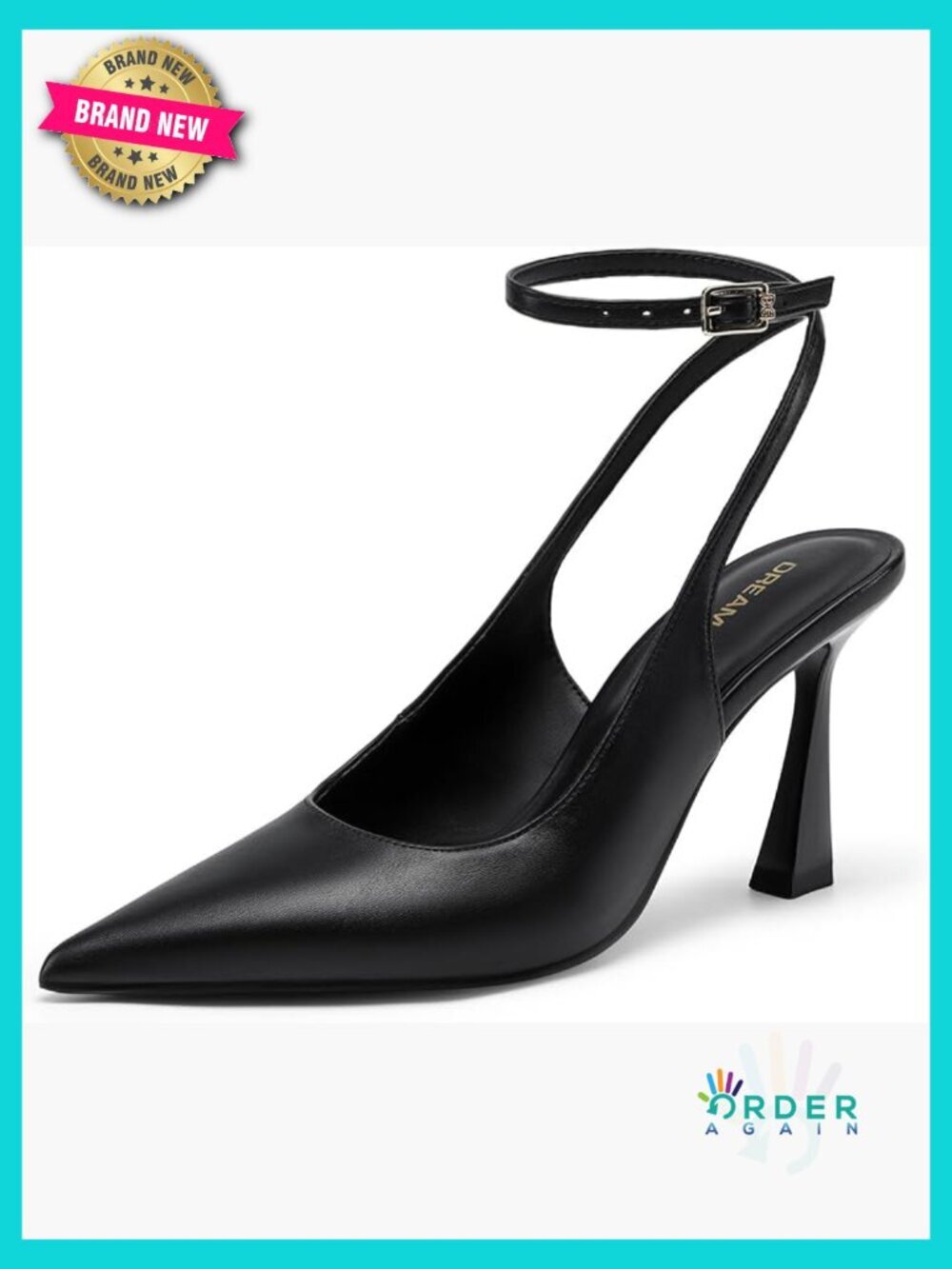 Slingback Block Heel Pointed Toe Pumps Dressy Work Heels Adjustable Strap